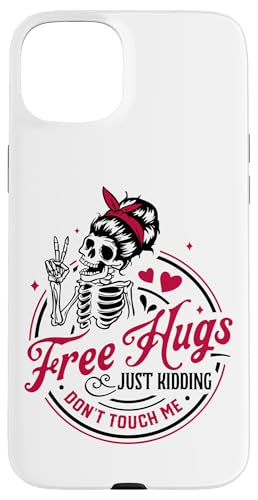 Free Hugs Don't Touch Me 楽しいユーモア スマホケース iPhone 15 Plus 用