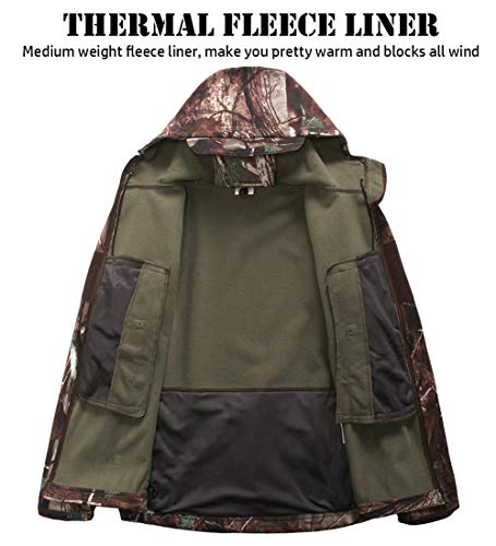 ReFire Gear Men's Soft Shell Military Tactical Jacket Outdoor Camouflage Hunting Fleece Hooded Coat