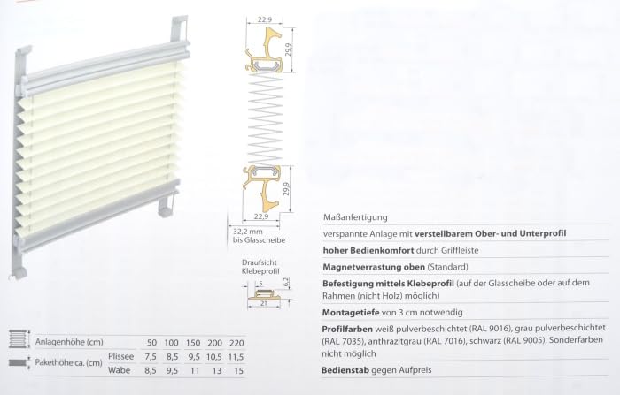 Generisch Plissee beige mit Klebeprofil weiß 873x934 (BxH)