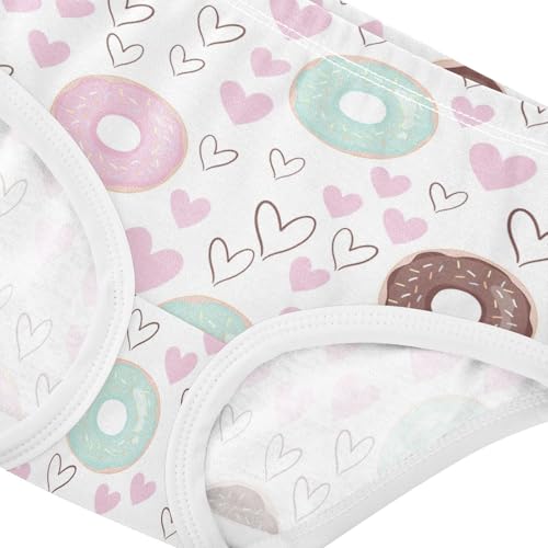 Wusikd Colorful Donuts Girls' Underwear Cotton Pink Hearts Girls Briefs Soft Toddler Underwear 2T4