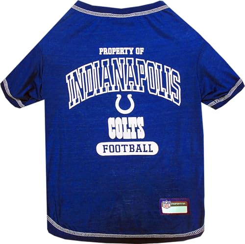 Image of NFL Indianapolis Colts Dog T-shirt Small. - Licensed Shirt for Pets Team Colored with Team Logos- Premium Stretchable Materials for the comfort of your Dog & Cat