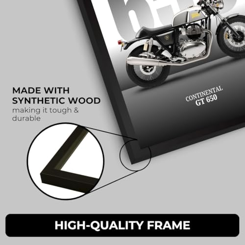 Image of Royal Enfield Bullet Poster | Framed RE Continental GT 650 A4 Sized (31 x 23 cm) | Mr Clean Bike Poster for Wall, Gift for Boys, Bike Frames | Bikes Posters for Wall, Bedroom, Hostel, Study Room (F 171)