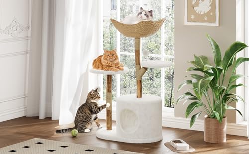 Rascador y Torre para Gatos de Madera con Cama y Canasto miniatura 7