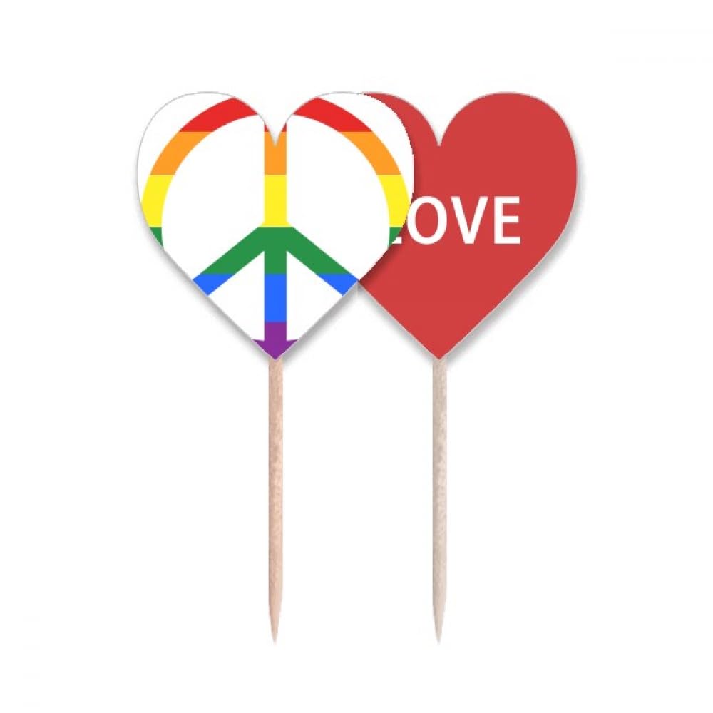 Cure-dents arc-en-ciel LGBT avec drapeau en cœur pour décoration de cupcakes