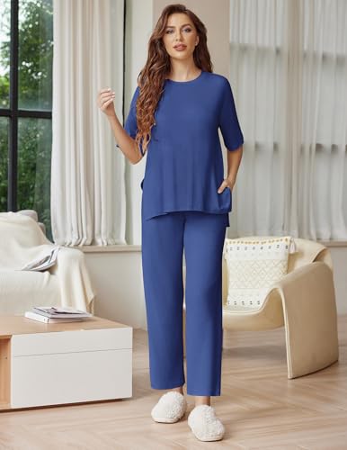 Image of Ekouaer Lounge Sets for Women Soft Comfy Pajama Set 2 Piece Outfits