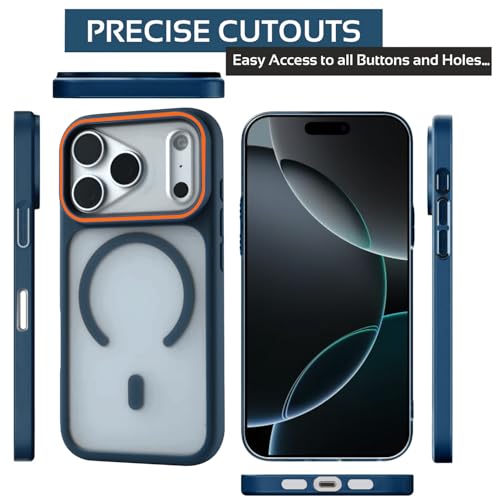 Image of AIBEX Magnetic Compatible Shockproof Case for iPhone 17 Pro max - Slim Protective Back Cover with Camera Lens Protection, Strong Magnetic Support, Anti-Slip Grip, Military Grade Drop Protection (Blue)