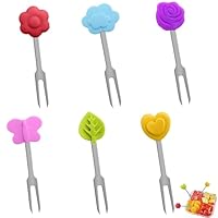 6 Stück Obstgabeln Kinder Edelstahl,Piekser Fingerfood Kinder,Kleine Gabeln,Food Picks,Mini Gabeln für Kinder Brotdose,Spieße Fingerfood Wiederverwendbare,Snack Obstspieße,Dessertgabeln Kuchengabeln