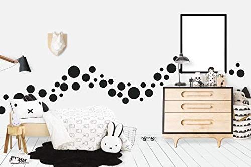 Assorted Size Polka Dot Decals -180pcs Black Dot Mix Wall Decals for Room Decoration Vinyl Decor by Bugybagy (Matte Black)