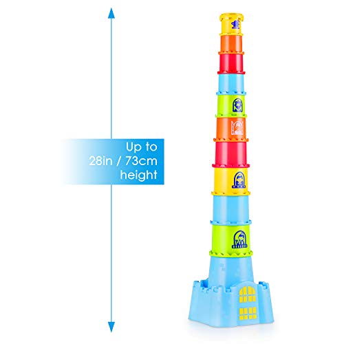Happkid Stacking Cups with Castle Stacker for Toddler, Stacking and Sorting Nesting Toys Game for Kids from 12 Months (18 PCS)