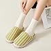 Fuzzy House Slippers for Woman Warm Striped Color Block Memory Foam Outdoor Indoor Home Slippers Cozy Fleece Non-Slip Platform Fall Winter Fashion Footwear Yellow