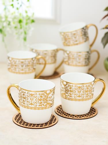 Clay Craft Fine Ceramic Alton Ebony Gold Printed Tea/Coffee Set of 6-200 ml Each (E649), Tea Cup Set of 6, Mugs for Coffee, Cups Set of 6, Mug Set, Ideal for Gifting, Perfect for Home and Office (B0CQD5ZMDW) Amazon Price History, Amazon Price Tracker