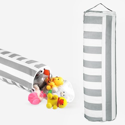 BELLE VOUS Sillón Puff Infantil - Organizador para Almacenaje de Juguetes y Peluches para Niños y Niñas - Silla Baul Bolsa Gigante para Guardar Juguetes y Peluches Color Gris