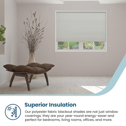 BlindsAvenue Cellular Honeycomb Cordless Shade, 9/16" Single Cell, Blackout, Winter White, Size: 60" W x 48" H