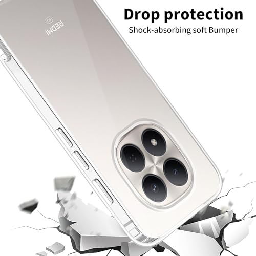 Image of Amazon Brand - Solimo Compatible with Redmi Note 15 Pro 5G Case Cover Transparent Non-Slip Hard PC Shockproof Bumper Protective Back Cover - Clear