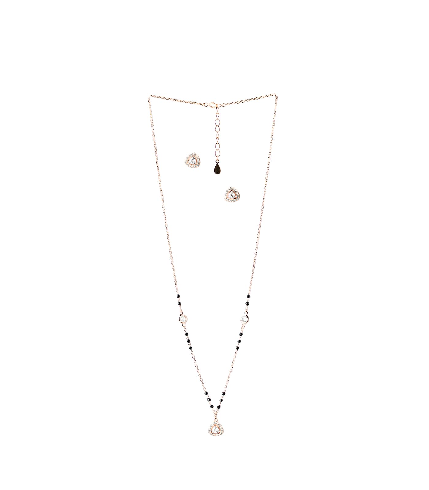 gargi by p.n. gadgil and sons 925 Sterling Silver | Triangular Rose Gold Mangalsutra Set | Gift for Wife & Women | With Certificate of Authenticity and 925 Stamp-picture-19