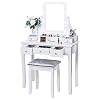 ANWBROAD Make-uptafel met verlichting, kaptafel met spiegel en gloeilampen, kaptafel 5 schuifladen 2-delige afneembare…