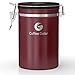 Coffee Gator Coffee Canister, Airtight Stainless Steel Kitchen Food Storage Container with Date Tracker, Scoop for Sugar, Grounds Coffee, Beans,Tea, Sugar, Cereal, Flour, Cookies Jars (Red, 22oz)