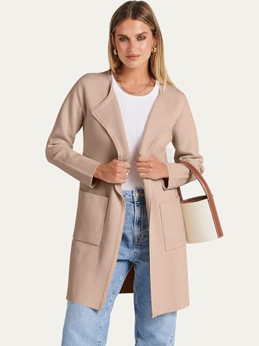 ANRABESS Womens Cardigan Sweater Open Front Knit Long Coatigan Dressy Casual Jacket Coat 2025 Fall Outfits Classy Clothes Khaki Small by ANRABESS - Image 10