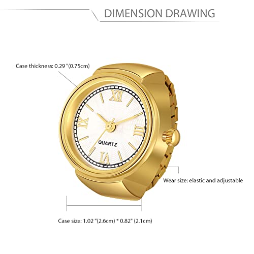 Image of JewelryWe Finger Watch for Women - Stretchy Elastic Band Round Simple Dial Quartz Ring Watches for Daily and Office