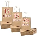MAOOY 50Pcs Brown Kraft Paper Bags with Handles, Mixed Size Eco-Friendly Gift Bags for Shopping, Birthday Party (Large-15Pcs, Medium-15Pcs, Small-20Pcs)
