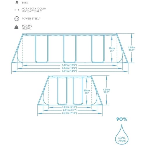 Bestway Power Steel Rectangular Pools, Grey