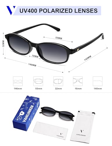 Image of VANLINKER Retro Polarized Rectangle Sunglasses Womens Trendy 90s Small Square Sunnies Vintage Narrow Thin Frame VL9855