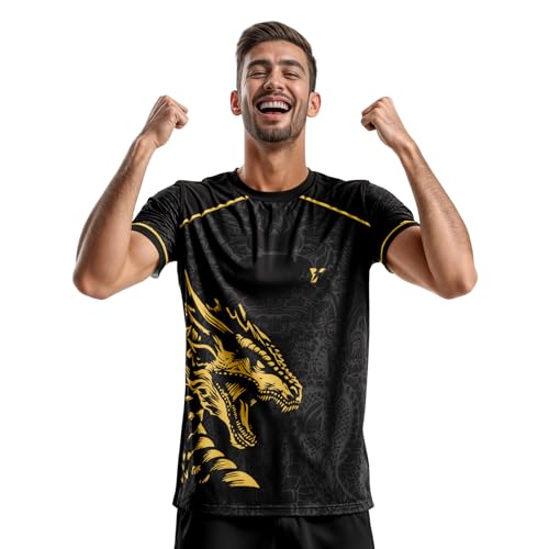 Image of YOURJERSEY Real Dragon Fury Football Jersey | Custom Name & Number | 3 Colors: Red | Black | Green | Sizes 2Y to 4XL | Premium Custom Football & Cricket Jersey | Premium Breathable Fabric