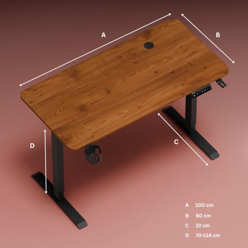 Image of Neurac Velocity Electric Height Adjustable Desk with one Piece Top | 80 Kg Weight Capacity | 5 Year Warranty | Sit-Stand Table | 3 Memory Preset (Rust, 60, Centimeters, 100, Centimeters)