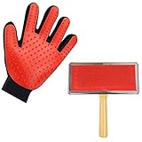 Pet Comb, Pet Grooming Slicker Brush Shedding Hair Remove Brush Wood Handle Dog Cat Cleaning Supply Shot Hair/Long Hair - Multicolor