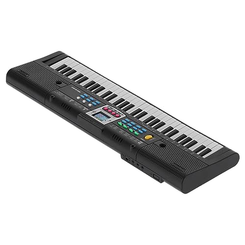 Teclado Electrónico 61 Teclas Portátil Multifuncional con Micrófono para Principiantes Compatible con Dispositivos Móviles Ideal para Aprendizaje Musical y Entretenimiento en Casa o Estudio