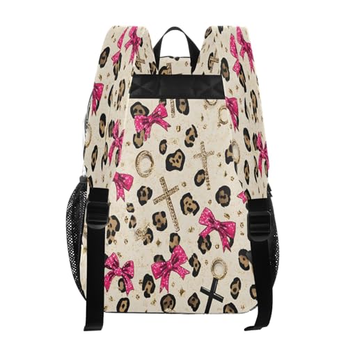 Clear Backpack for School Leopard Print Pink Bow Pattern Transparent Bookbag for Girls See Through PVC Boy Backpacks3