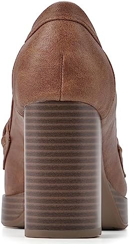 WHITE MOUNTAIN Women's Shoes Manning Platform Heel Loafer, Cognac/Smooth, 8.5 M | Image 4