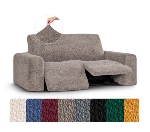 PAULATO BY GA.I.CO. Recliner Cover – Soft Form-Fit Slipcover – Stretch 1-Piece Reclining Furniture Protector – Machine Washable Velvet Fabric – Brown (Reclining Loveseat 50"-75" Wide)
