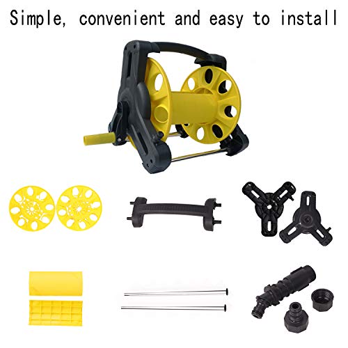 Mobile Garden Hose Reel Rack Hose Storage Rack Cart Stand for 65 Feet 1/2 Inch Hose Apply To Household Gardening and Cleaning. Equipped 3 pcs quick hose connector,1pcs tap connector,2pcswall hook. - Thumbnail 2