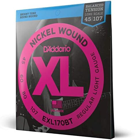 D'Addario EXL170BT 45-107 Gauge Nickel Wound Bass Guitar Strings, Balanced Tension Light