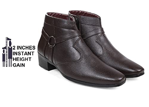 Image of BXXY Men's 2 Inch Heel Height Increasing Formal Ring Buckle Zipper Boots