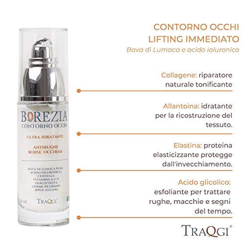 BOREZIA Crema Contorno de Ojos Antiarrugas Baba de Caracol Ácido Hialurónico Puro Vitamina C Antiedad Hidratante Ojeras… - Imagen 3