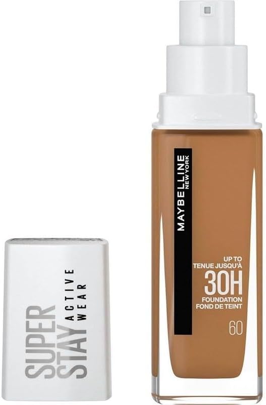 Maybelline New York Super Stay Active Wear, waterproof foundation with high coverage, long-lasting facial make-up, colour: No. 60 Caramel, (Medium to Dark), 1 x 30 ml