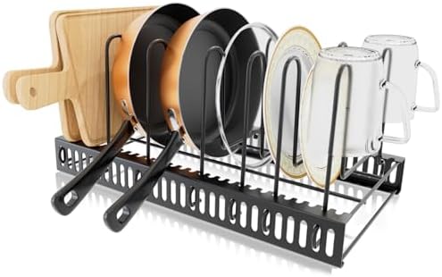 10 Tier Pot and Pan Organizer Rack for Cabinet,Expandable Pot Lid Organizer Holder Pot Organizers inside Cabinet for Kitchen Cabinet Organizers and Storage.