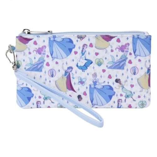Loungefly Disney Princess Manga Style All-Over Print Nylon Zipper Pouch Wristlet