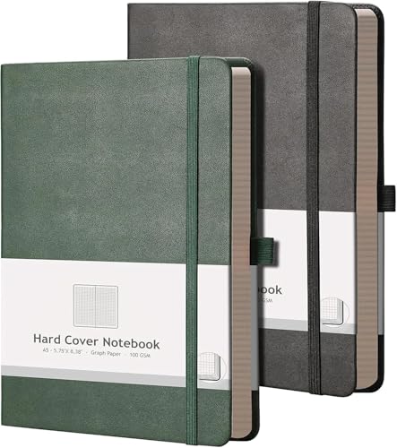 Cahier A5 papier quadrillé AHGXG lot de 2 carnets de notes pour organiser votre Bullet Journal