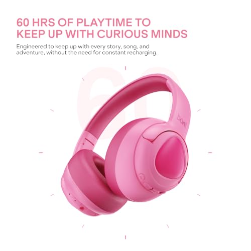 Image of boAt Sailor Play Wireless Kids Headphone w /85dB Volume Limiter, 40mm Driver Tuned for Kids, Soft & Plush Earcups, Lightweight & Durable Build, Adaptive Fit, 60H Battery, Bluetooth v5.4(Bubblegum Pink)