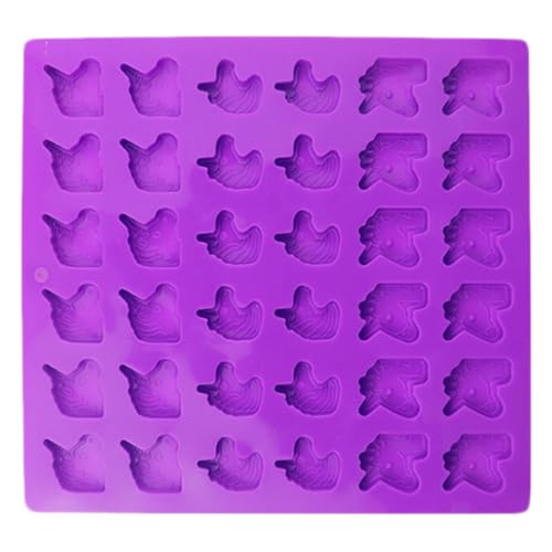 UKCOCO Molde de Silicona para Cubitos de Hielo Forma de Unicornio 36 Unidades Color Morado Apto para Helados Gelatinas y Pudines Reutilizable y Portátil para Cocina y Bricolaje