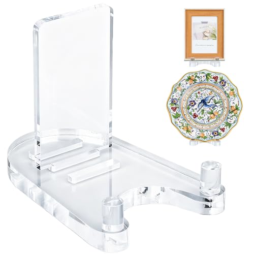 milldou Acrylic Easel DisplayPlate Stand for DisplayAdjustable Clear Display Holder for 8 to 12 Platter Book Card Frame Picture Artwork Plaque ( Large-1pc 8-12)