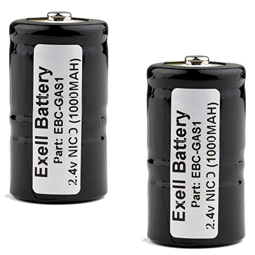 (2-PACK) Exell 2.4-Volt Nickel-Cadmium Battery, EBC-GAS1, 800 mAh for Combustible Gas Detectors: 405421, 405421-00, 405421-000, 405421100, ANIC0286, NABC 405421100 TIF: 8800, 8800A, 8806A, 8850