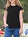Imily Bela Girls Short Cap Sleeve T Shirts Kids Crew Neck Casual Loose Summer Tops 5-14 Years Black