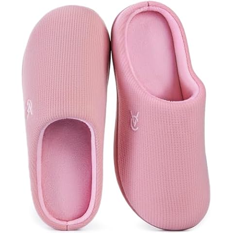 VeraCosy Women's Two-Tone Knit Memory Foam Slippers Cover