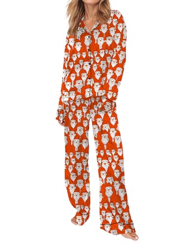 Image of SHESHOW Satin Pajamas for Women Set Long Sleeve Button Down Sleepwear 2 Piece Nightwear Women Pjs Sets Size XS-XXL