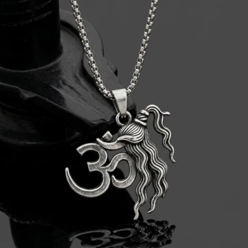 Image of THE MEN THING - Sanatan Divine Symbols Oxidised Pendant Necklace with 24inch Round Box Chain for Men & Boys