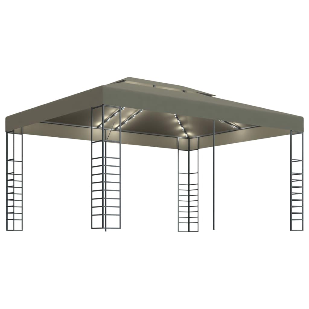 Gazebo z światłami LED String 3x4 M Szary Kret